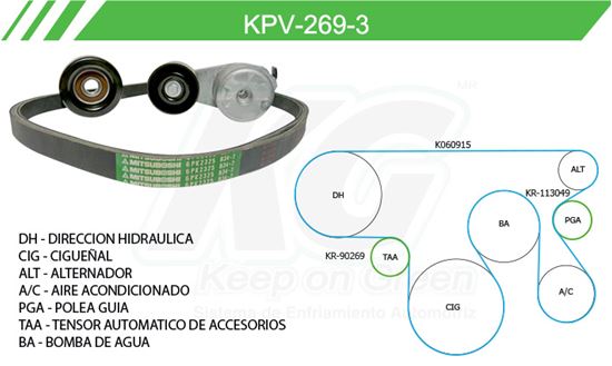 Imagen de Kit de Accesorios con Banda Poly-V KPV-269-3